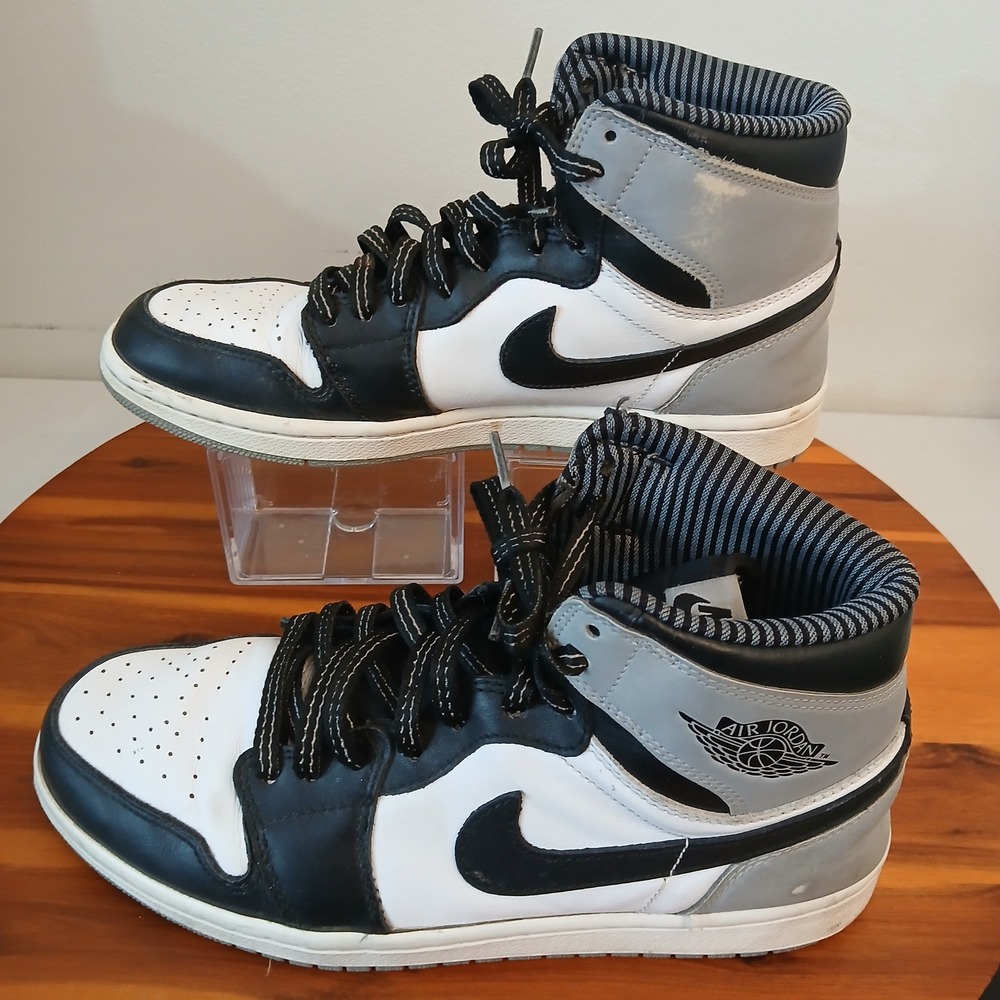 Jordan 1 Retro High OG Barons Mens 8.5 White Black Shoes Sneakers 555088-104